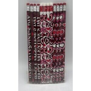 Lot Of 12 #2 Valentine's Day Novelty Pencils Hearts. New